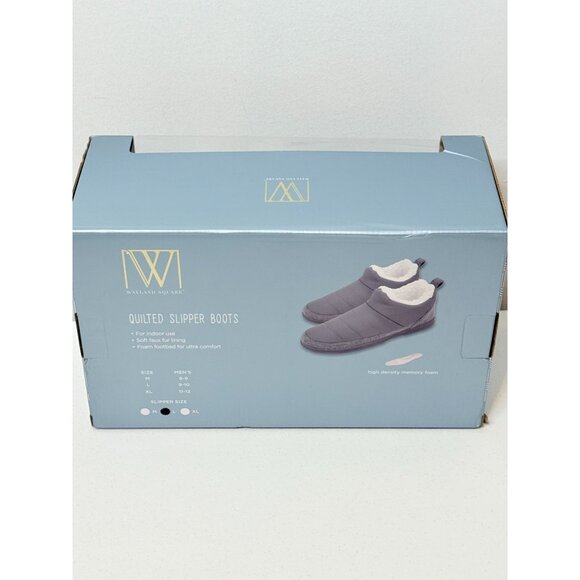 Wayland Square Quilted Slipper Boots Mens Size L 9 10 Slippers Gray Faux Fur - Picture 5 of 8